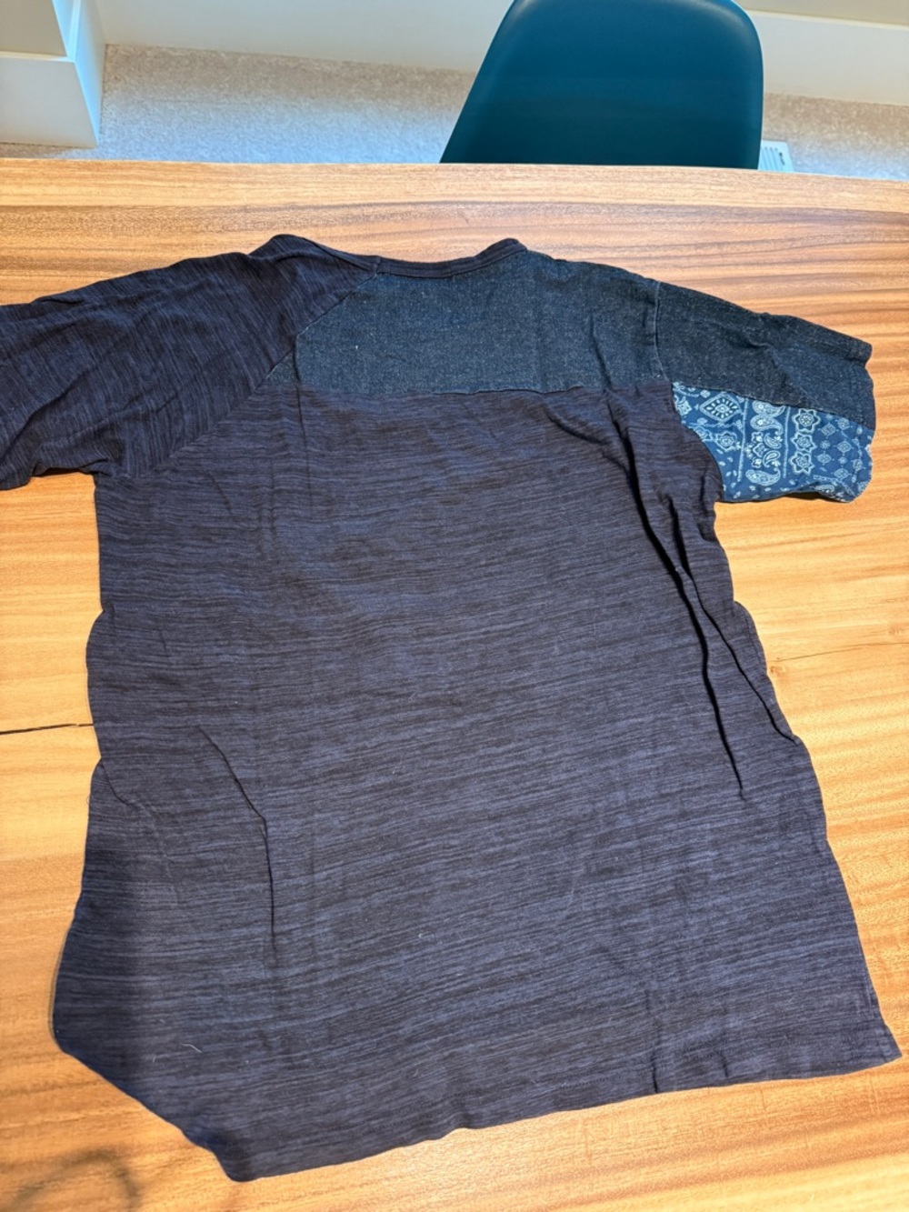 Denim tee by Urban Research Doors tee with Patch Sleeve Accent